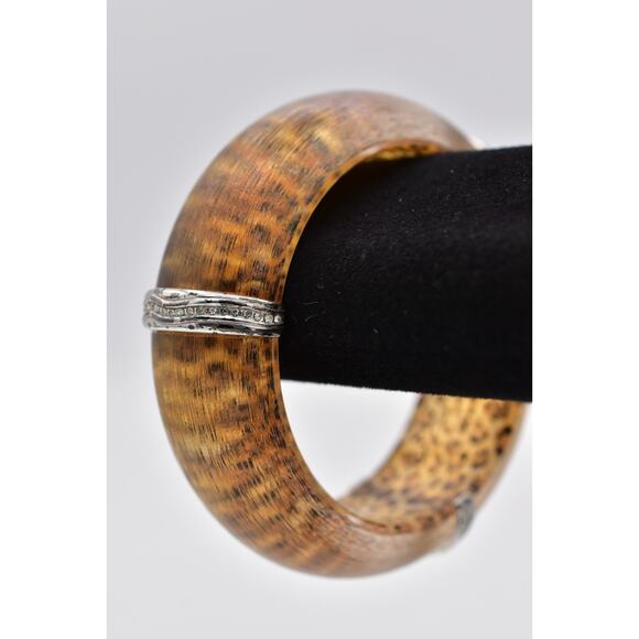 Vintage Leopard Bangle Bracelet Lucite Animal Print Thick Chunky 1990s Bin7 - Picture 1 of 12